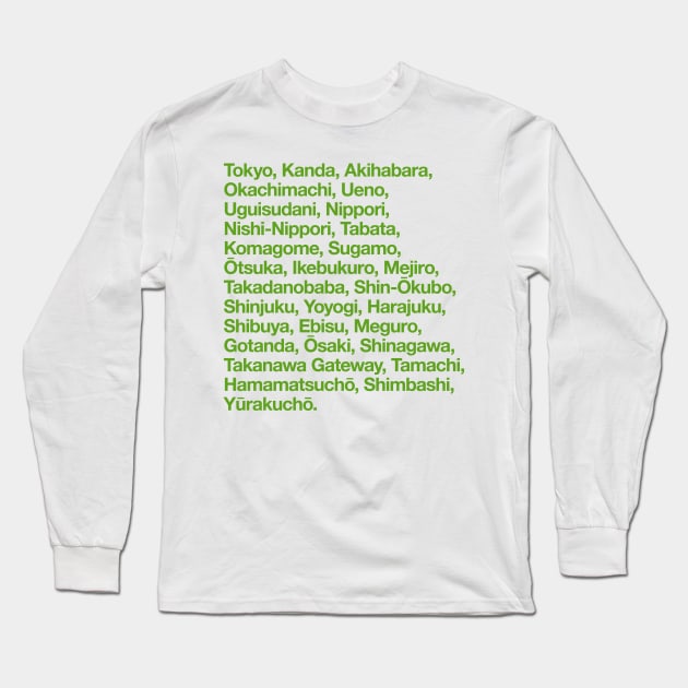 Yamanote Line Train Stations Long Sleeve T-Shirt by conform